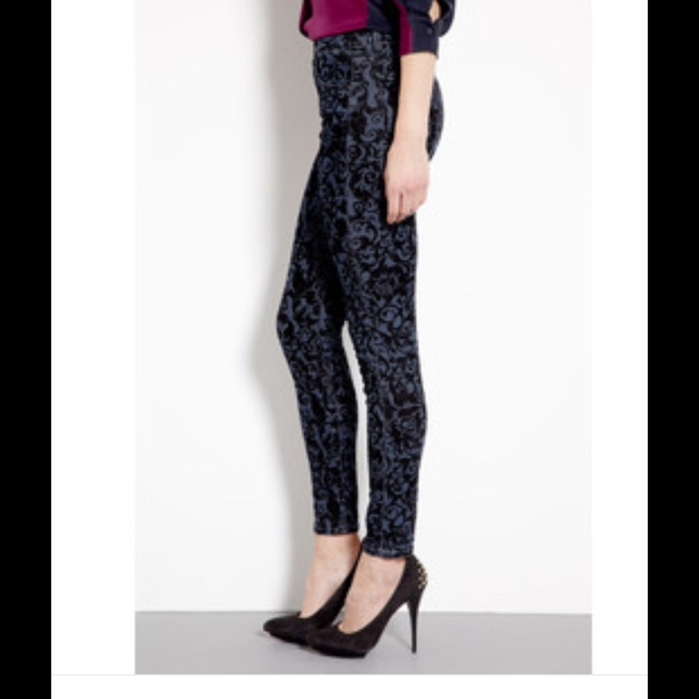 j Brand Velvet And Denim 'blk brocade' skinnies 26